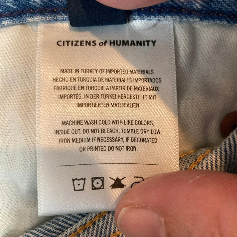 Citizens of Humanity Denim Shorts Button Fly Distressed Annabelle Organic Cotton